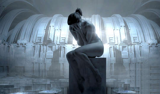 Embodiment : The Doorway to Feeling Ourselves a statue of an unclothed woman sitting on a pedestal